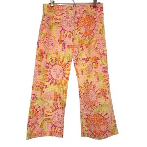 Lilly Pulitzer Capri Pants Sz 2 Sundial Mosiac Green Pink Orange Crop Sun Salute